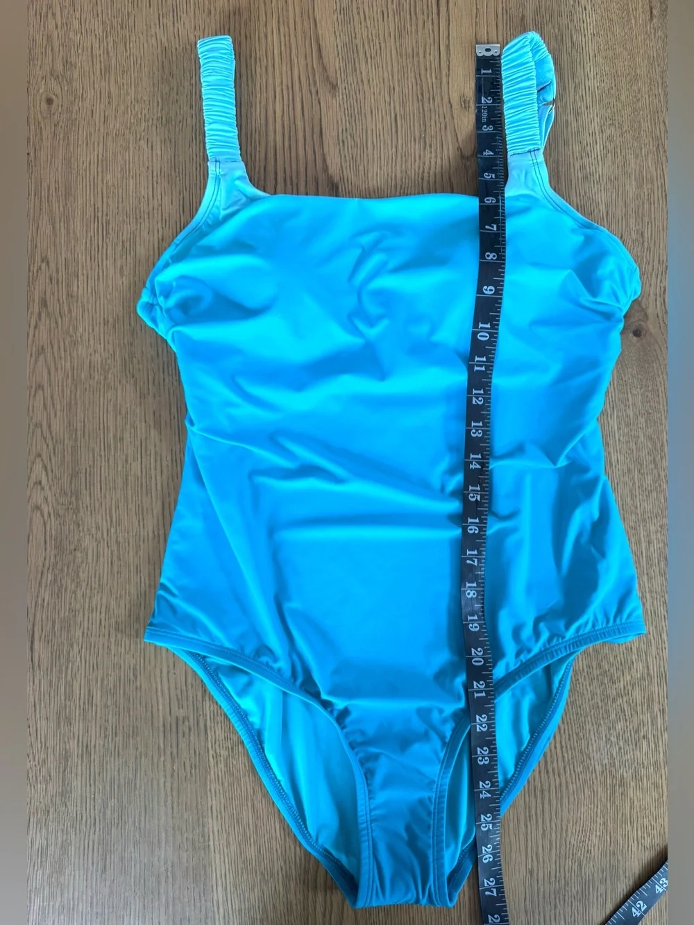 Jantzen Tummy Control One-Piece Swimsuit Ombre Turquoise Ruched Straps Sz 12 NWT